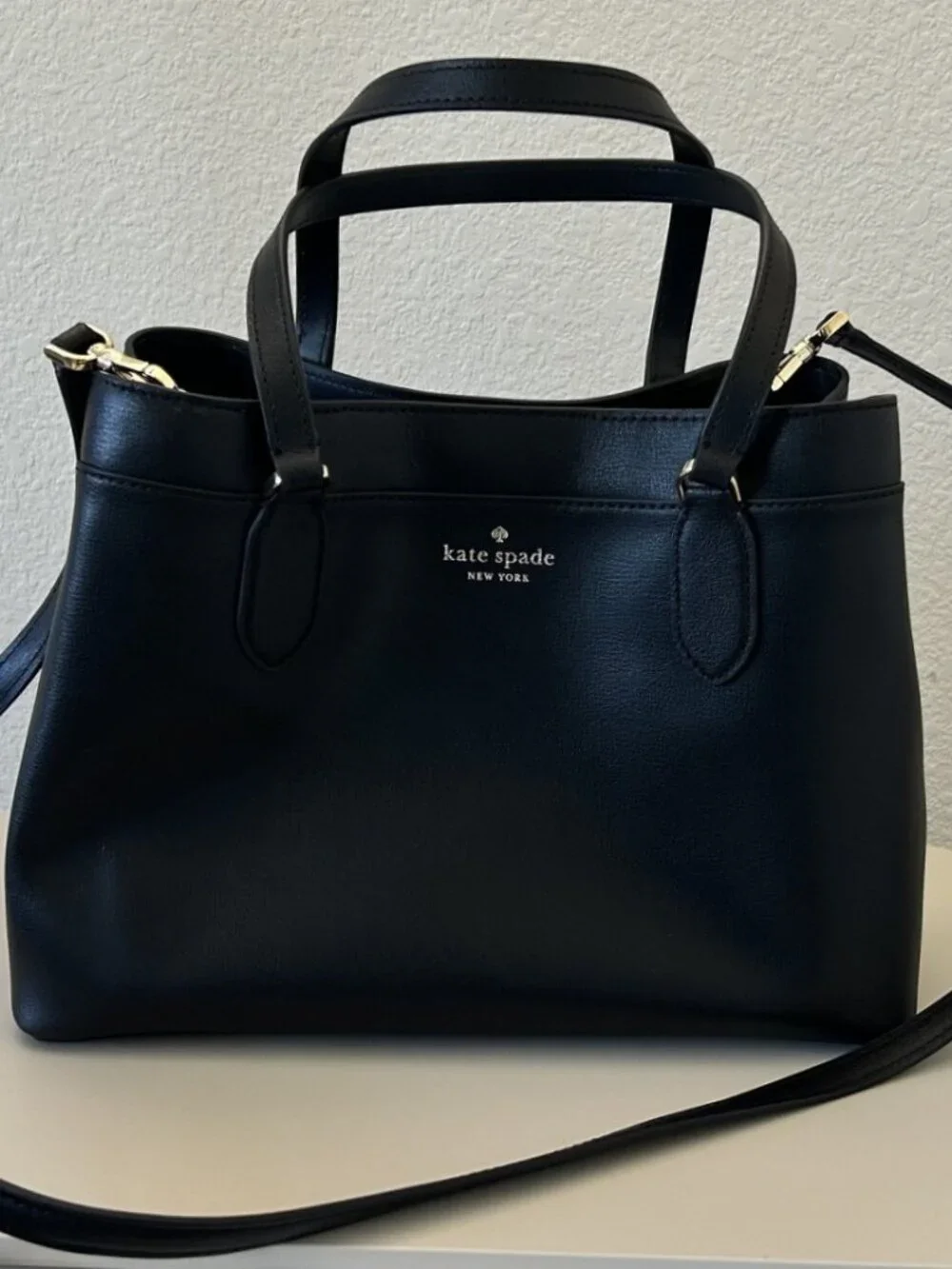 Kate Spade Sienna Satchel Bag, Grain Leather, New, Black